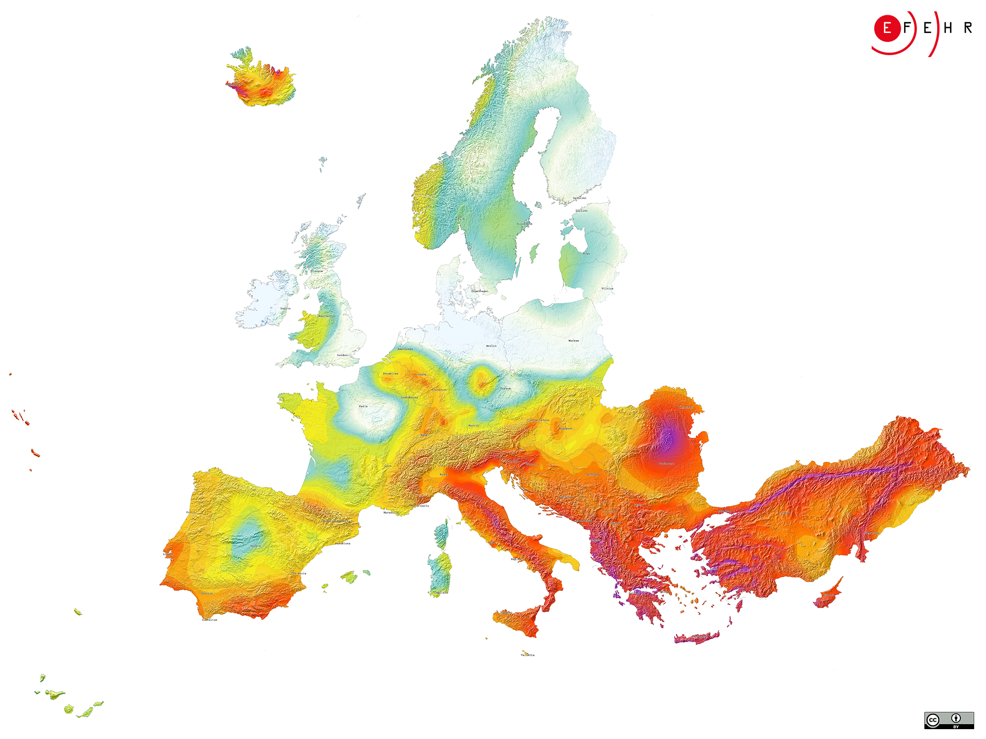 Hazard risk map of Europe