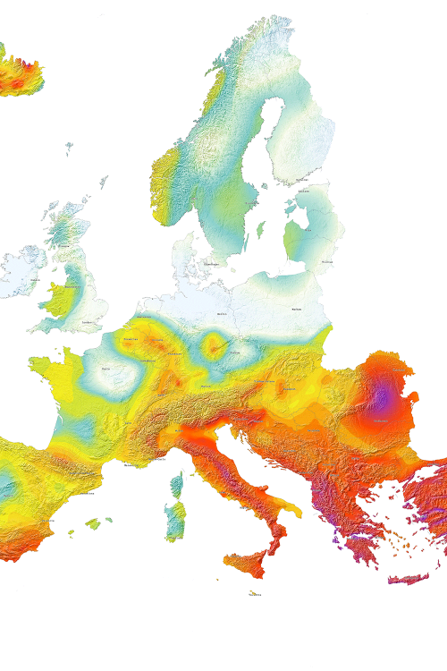 Hazard risk map of Europe