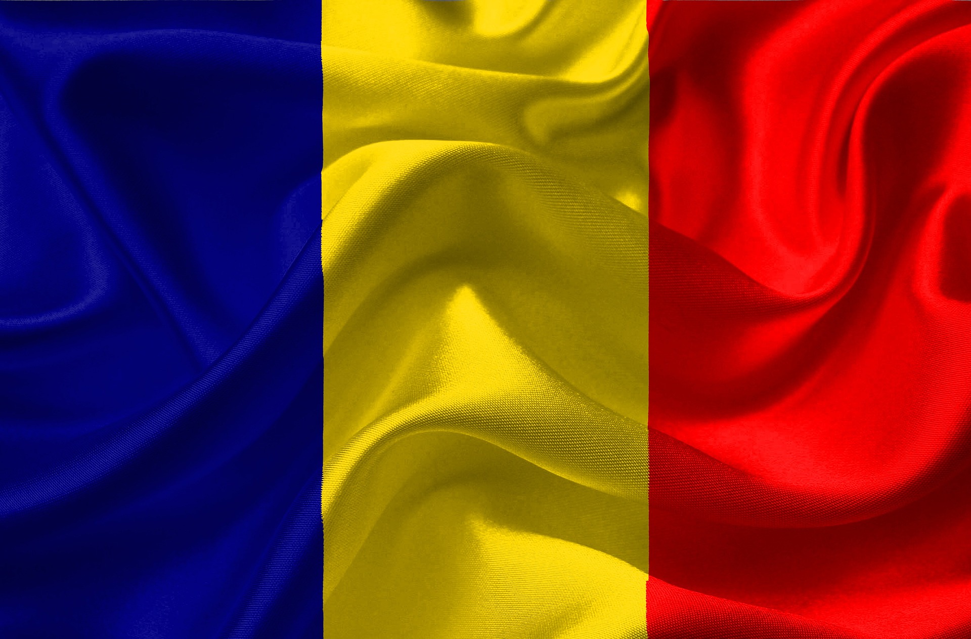 Romanian flag (three vertical stripes: blue yellow and red)