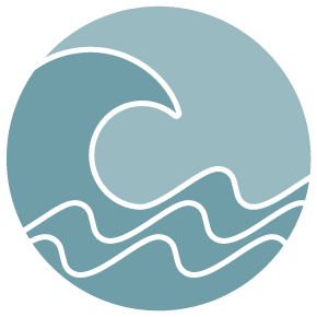 logo Tsunami: blue icon with the drawing of a wave
