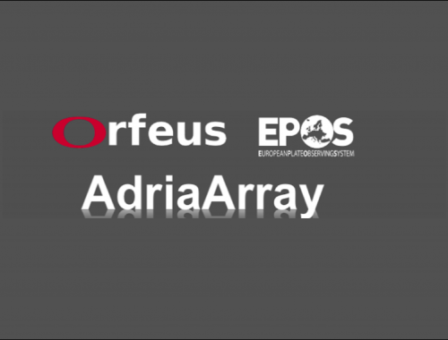 text "Orfeus EPOS Adriaarray" over a grey background